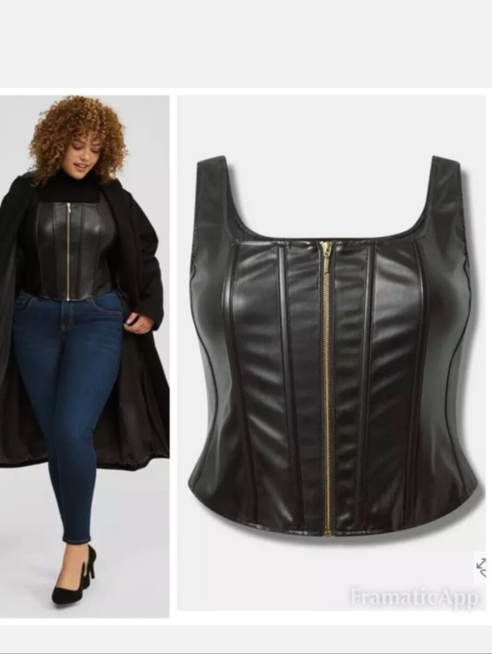 Torrid Black Faux Leather Zip Corset Top